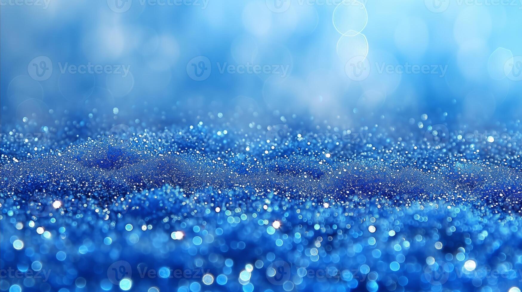 AI generated Abstract sparkling blue glitter background with bokeh lights photo