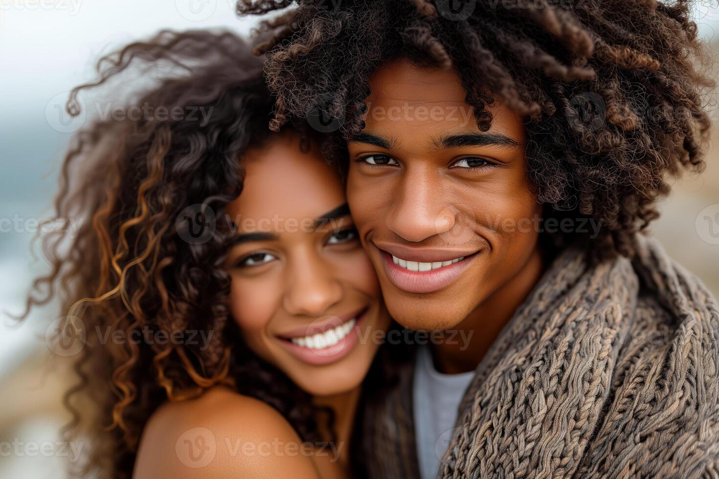 AI generated Happy Couple Embracing Warmly in a Loving Hug photo