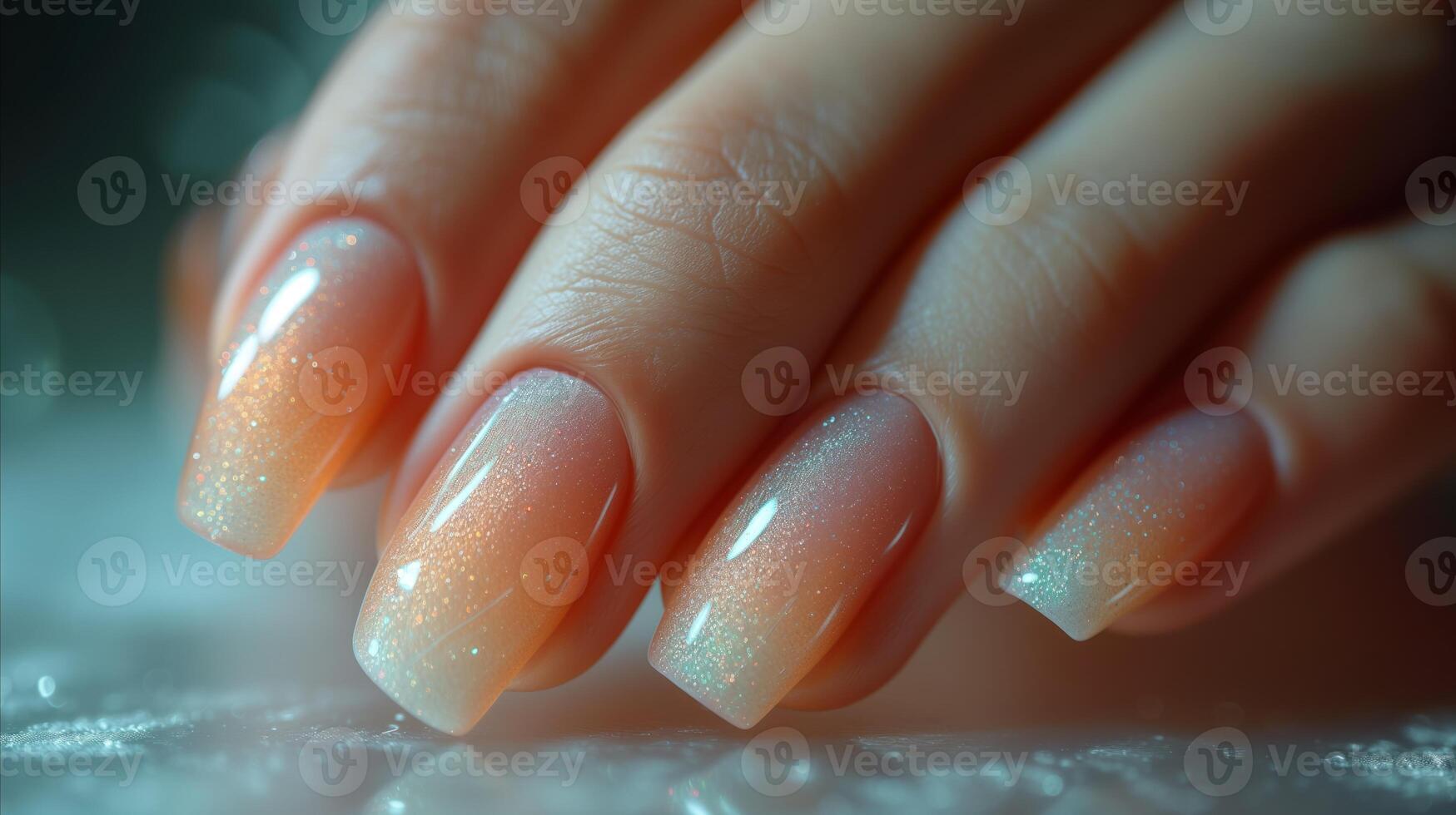 AI generated Close-up of elegant sparkling manicure, beauty and nail care concept photo