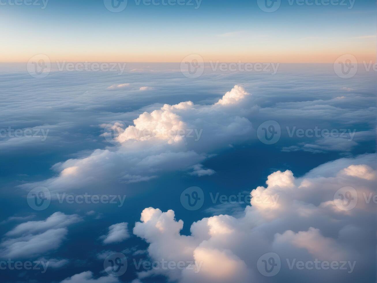 AI generated High nature view large white clouds on soft sky background in the morning photo