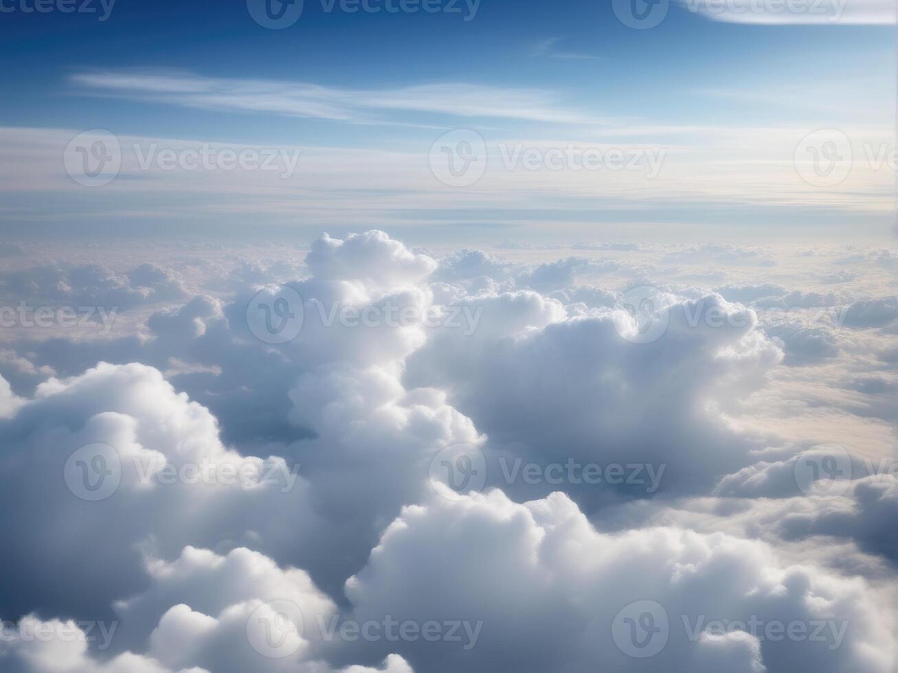 AI generated High nature view large white clouds on soft sky background in the morning photo