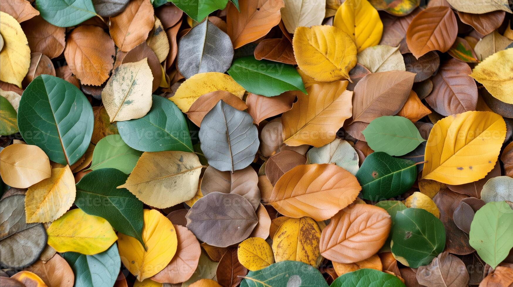 AI generated Colorful assortment of autumn leaves background texture photo