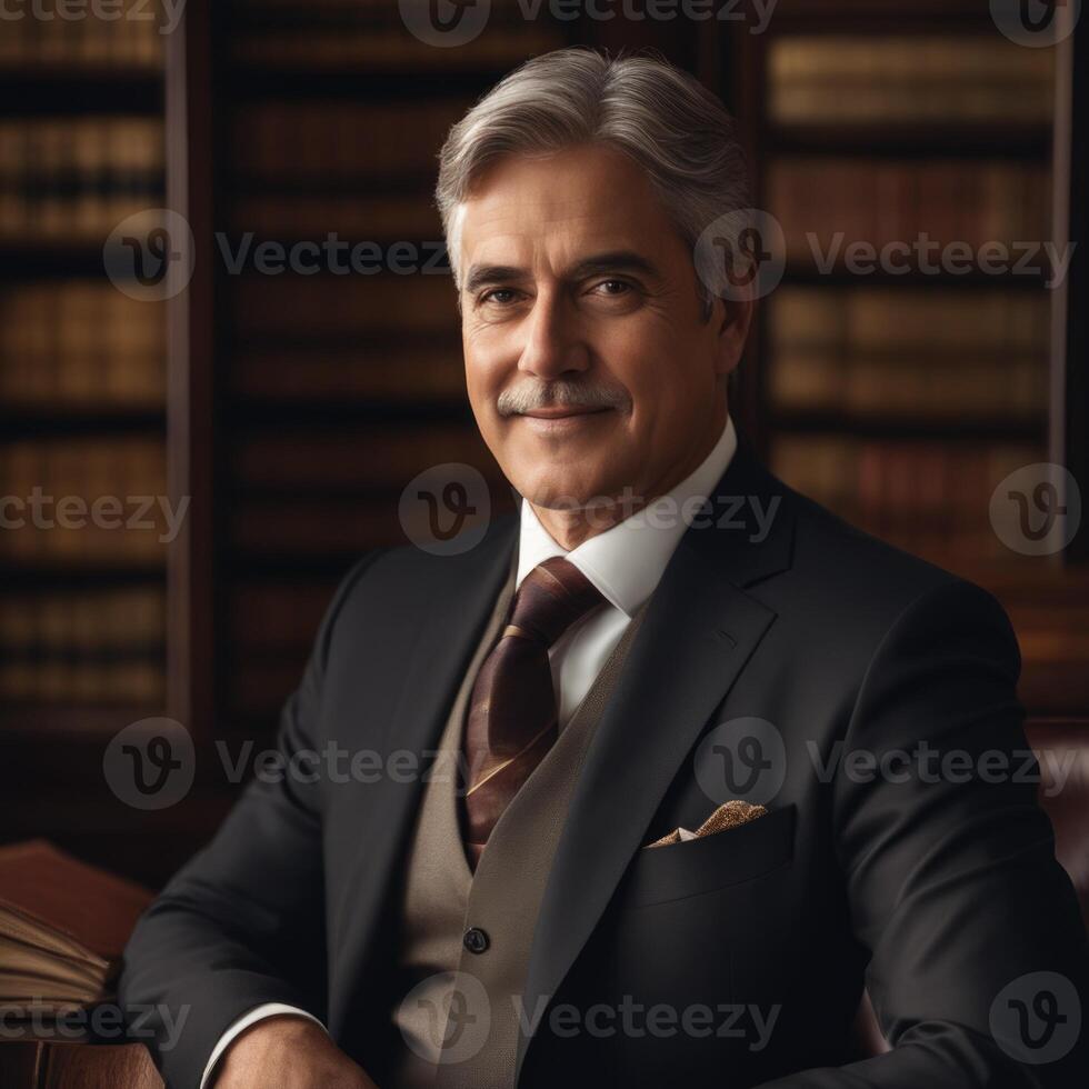 AI generated close-up portrait of an experienced professor photo