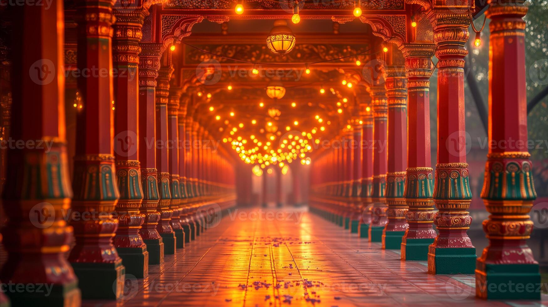 AI generated Photo of the corridor of the historical Japanese religious temple