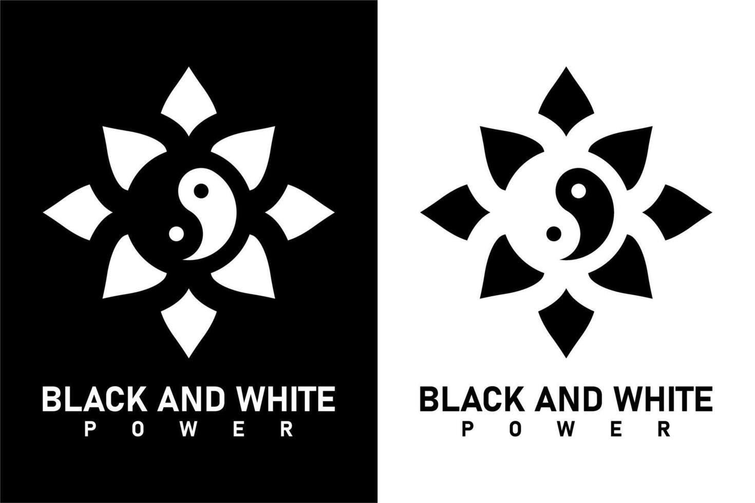 yin yang negro y blanco poder logo diseño vector