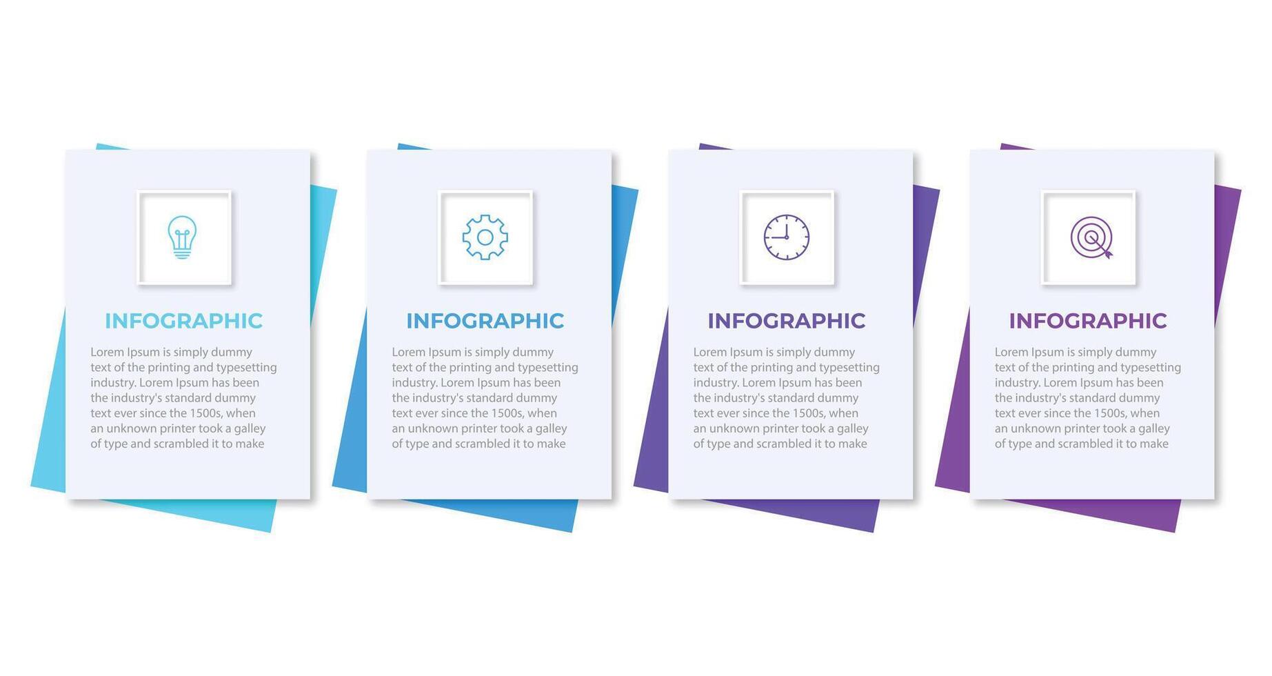Business infographics. Timeline with 4 steps, options, squares. Vector template.