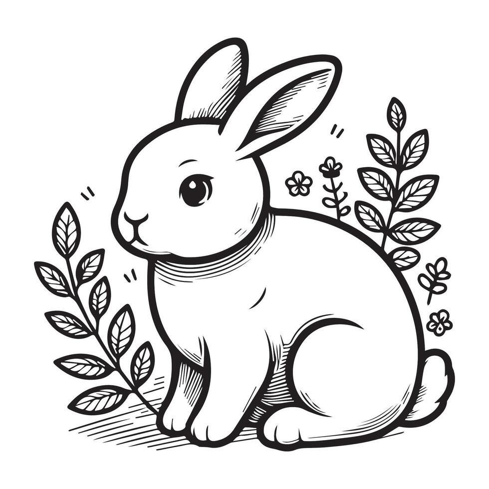 rabbit illustration for coloring vector