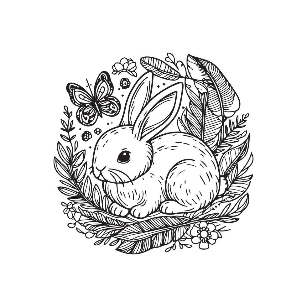 rabbit illustration for coloring vector