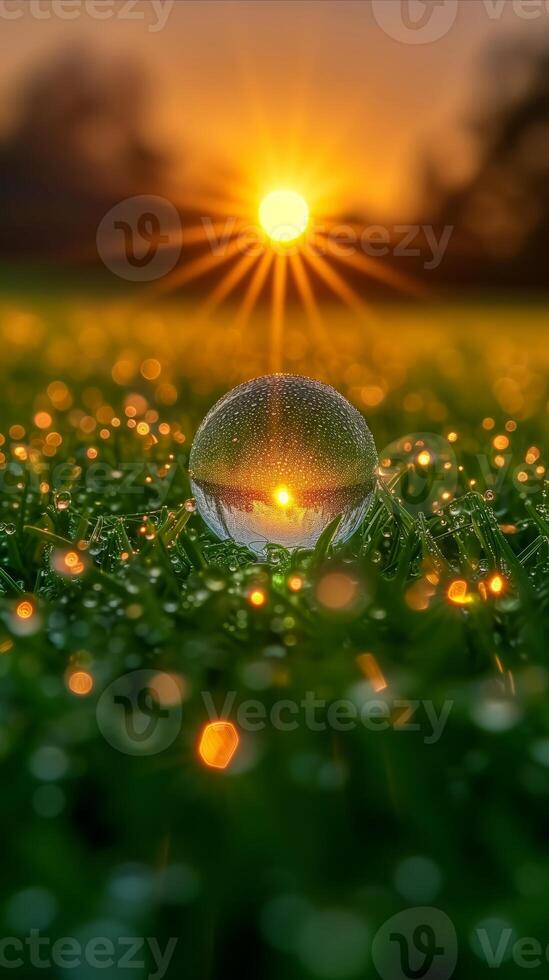 AI generated Crystal Ball in Field, Mystical Artifact Amidst Open Landscape photo