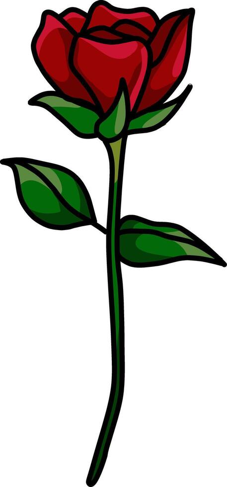 A Single Red Rose Bud Vector Illustration