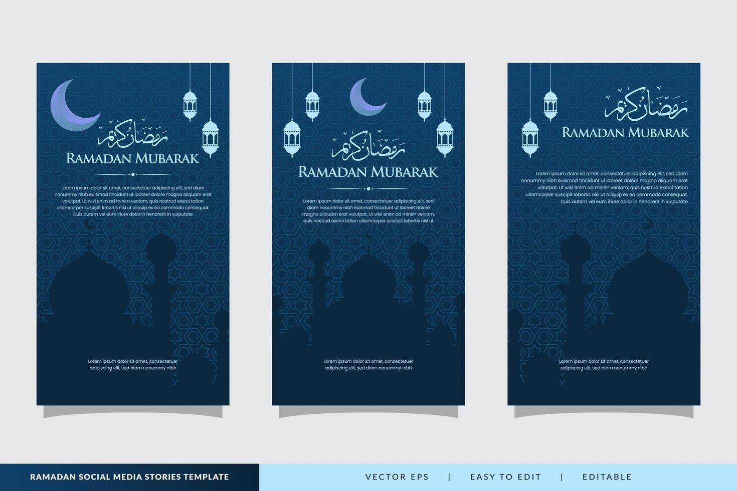 Ramadan stories social media posts template collection set vector