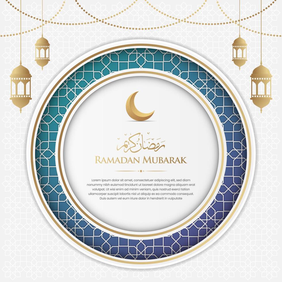 Ramadán kareem lujo ornamental saludo tarjeta con Arábica modelo y decorativo marco vector