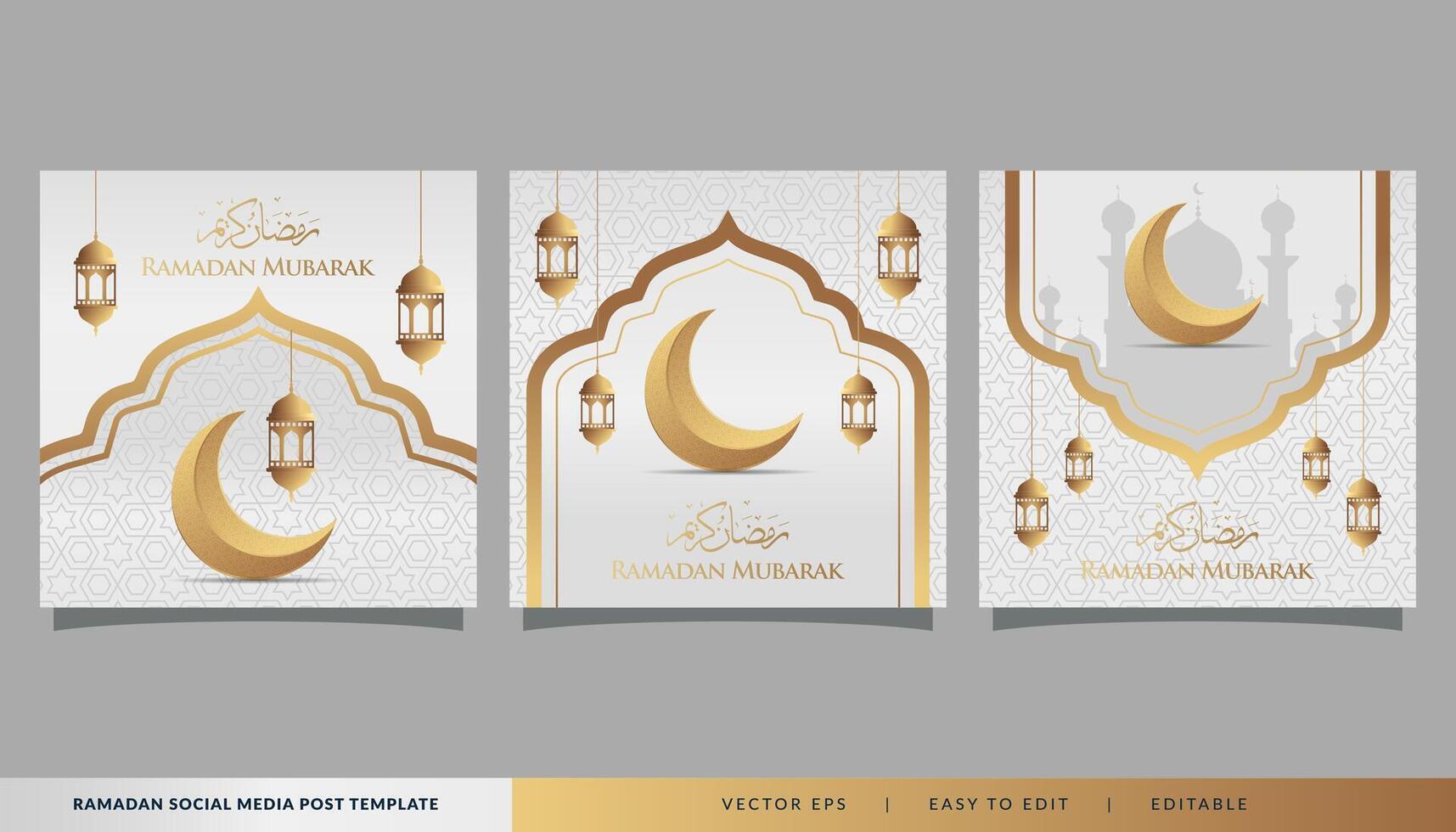set of Ramadan social media post template vector