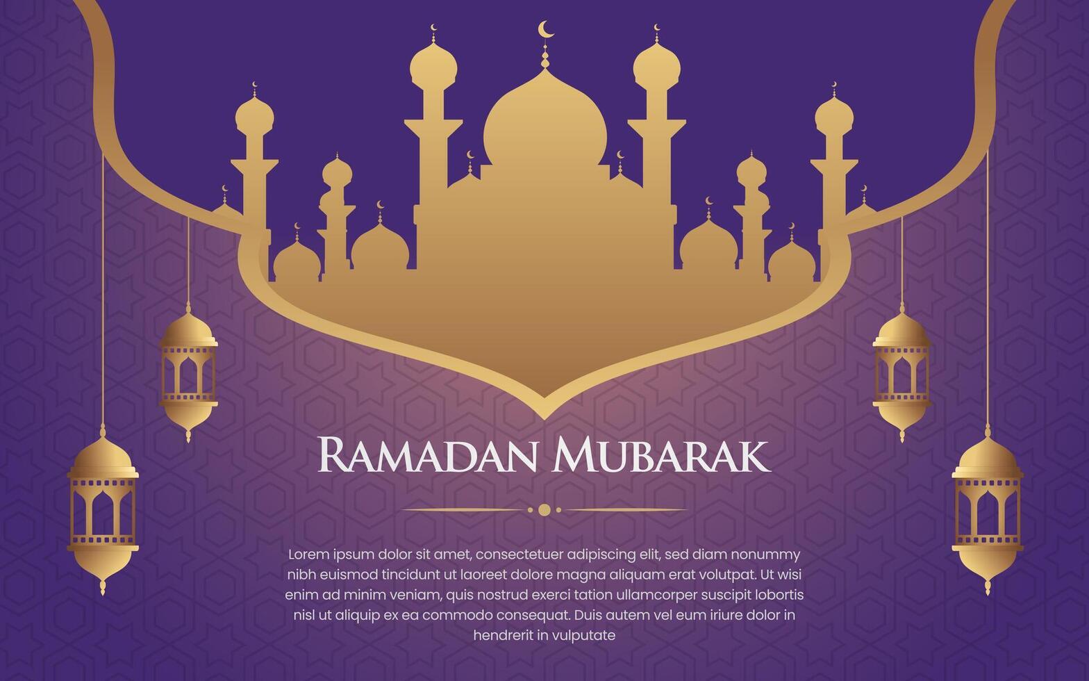 Ramadan Mubarak Ornamental Islamic Arch Pattern Background With Arabic Style Lanterns vector