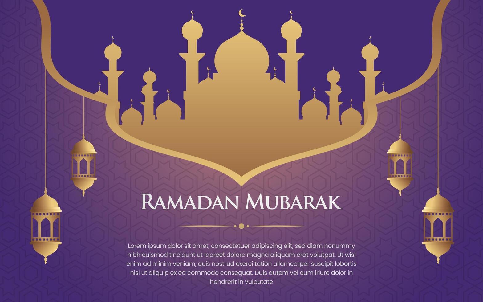 fondo de patrón de arco islámico ornamental de ramadán mubarak con linternas de estilo árabe vector