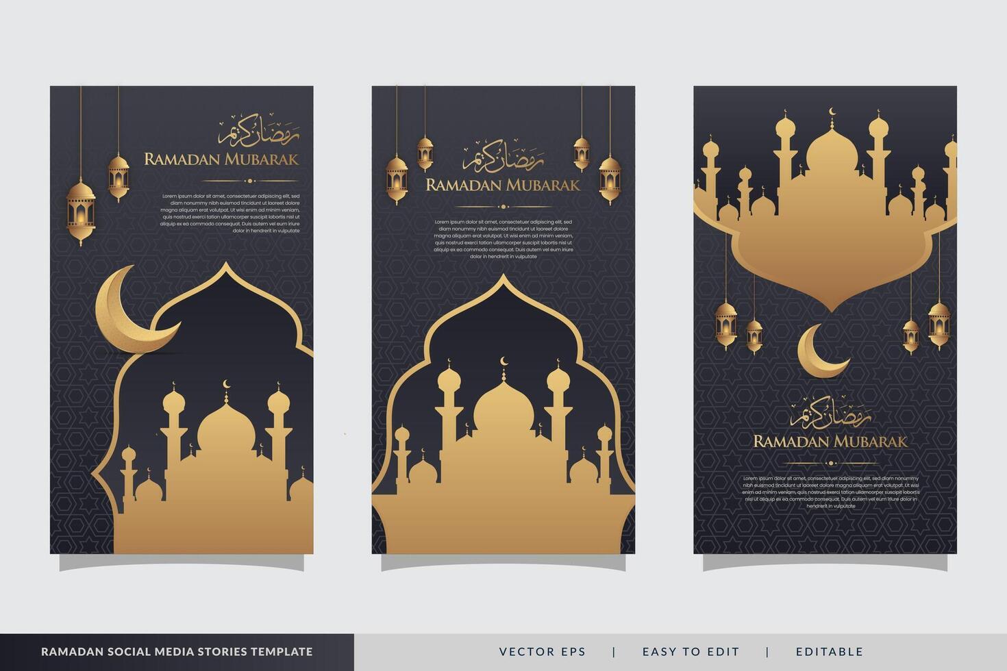 Elegant Islamic realistic social media stories template collection vector