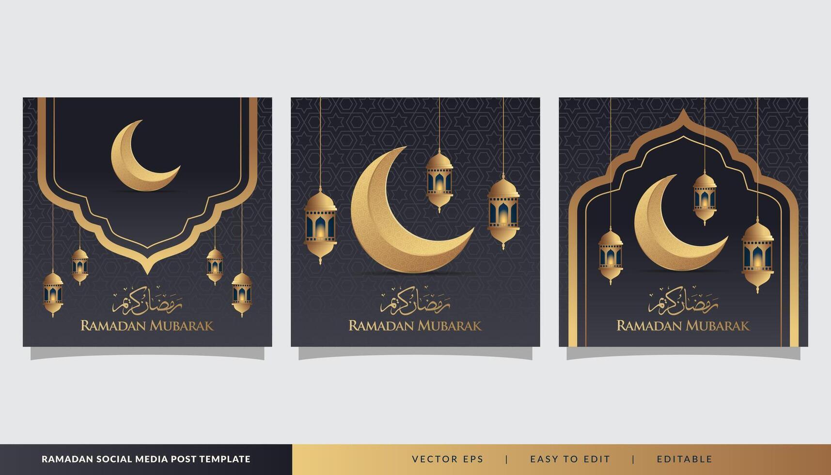 conjunto de Ramadán islámico social medios de comunicación enviar modelo en cuadrado diseño vector