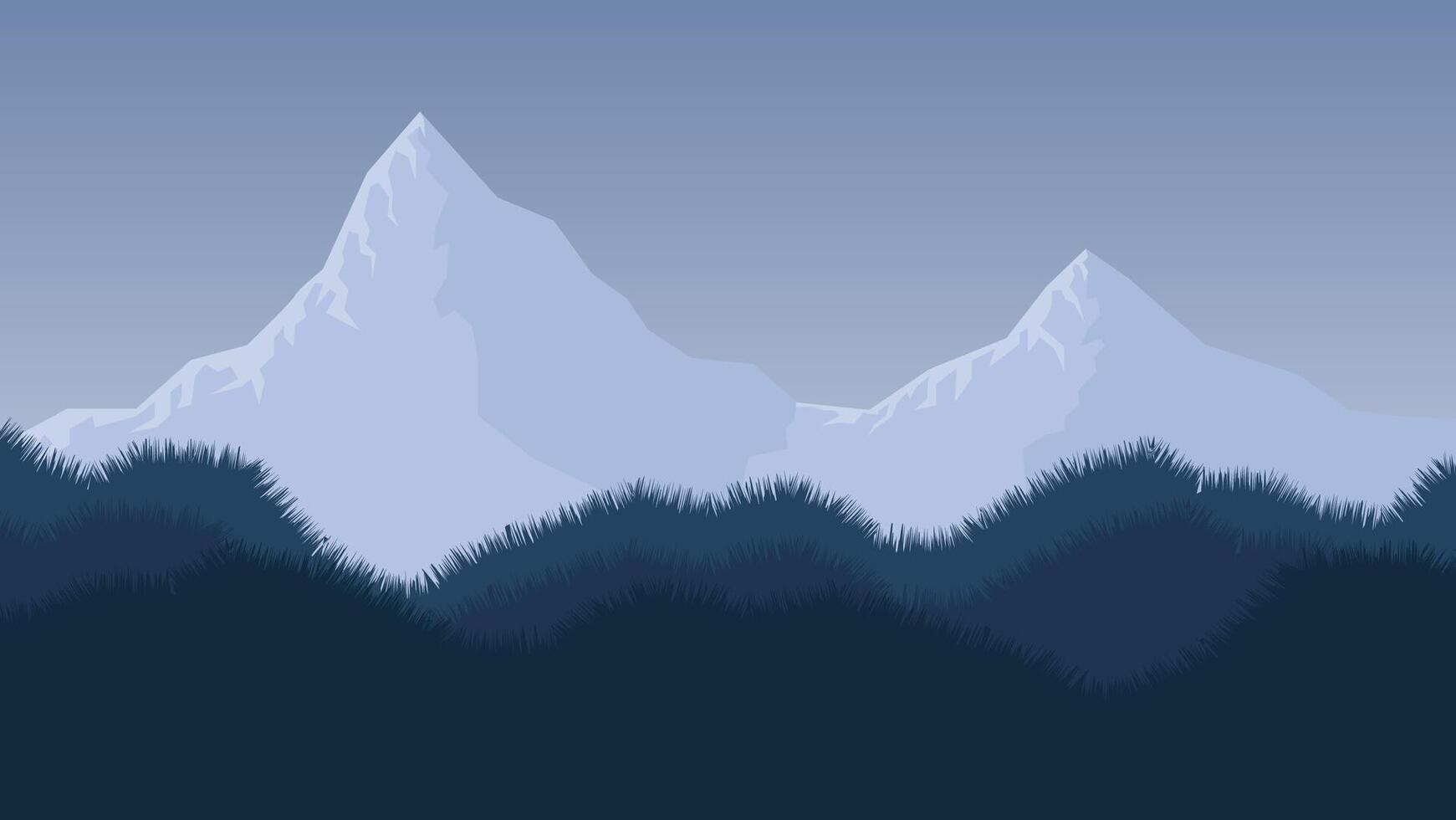 mountain background with silhouette forest. nature landscape cartoon scene vector