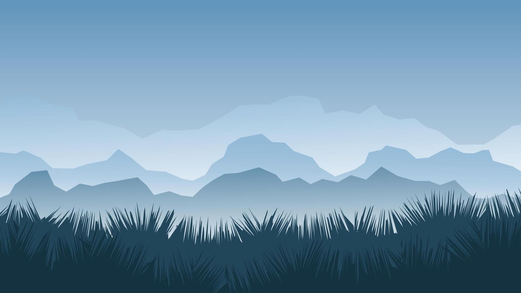 montaña antecedentes con niebla. paisaje dibujos animados escena vector