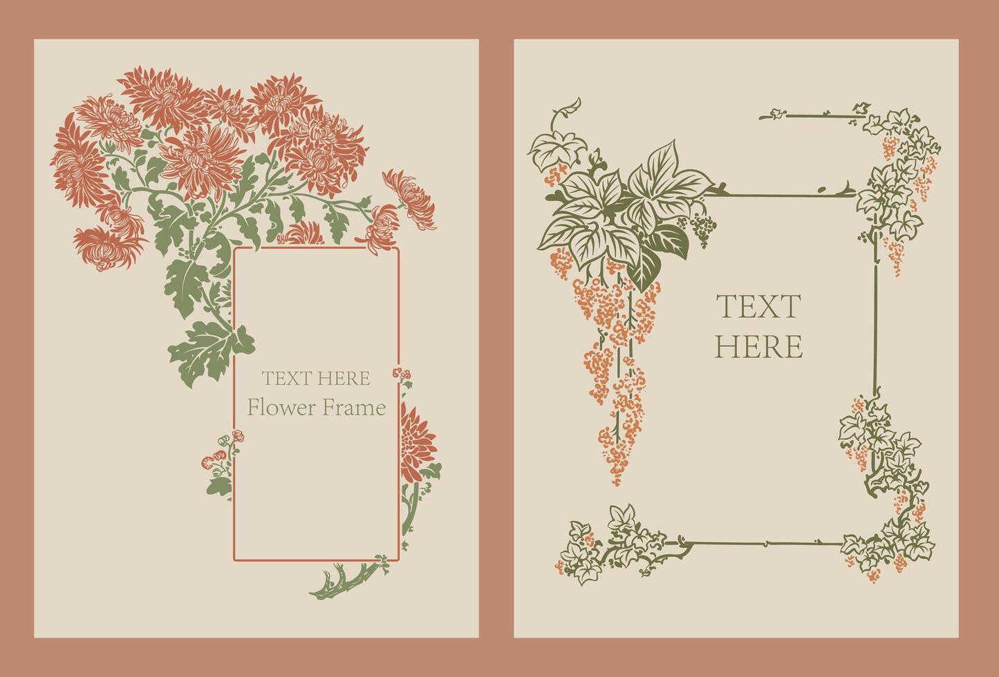 retro ornament frames with beautiful vector flowers background