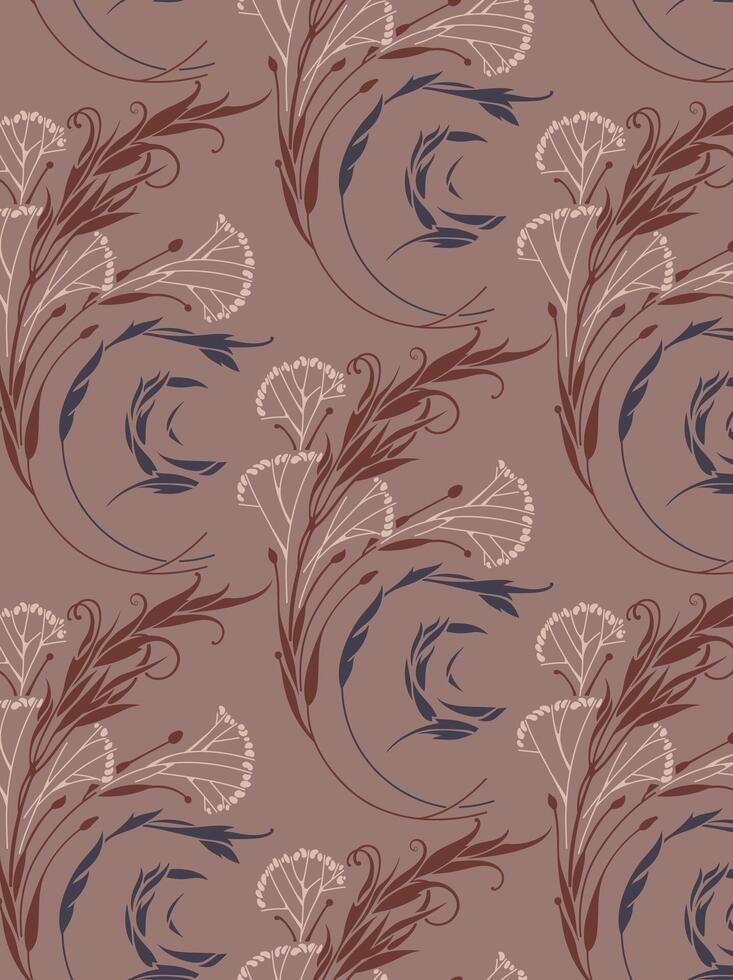 elegant art nouveau flower seamless pattern background texture background vector