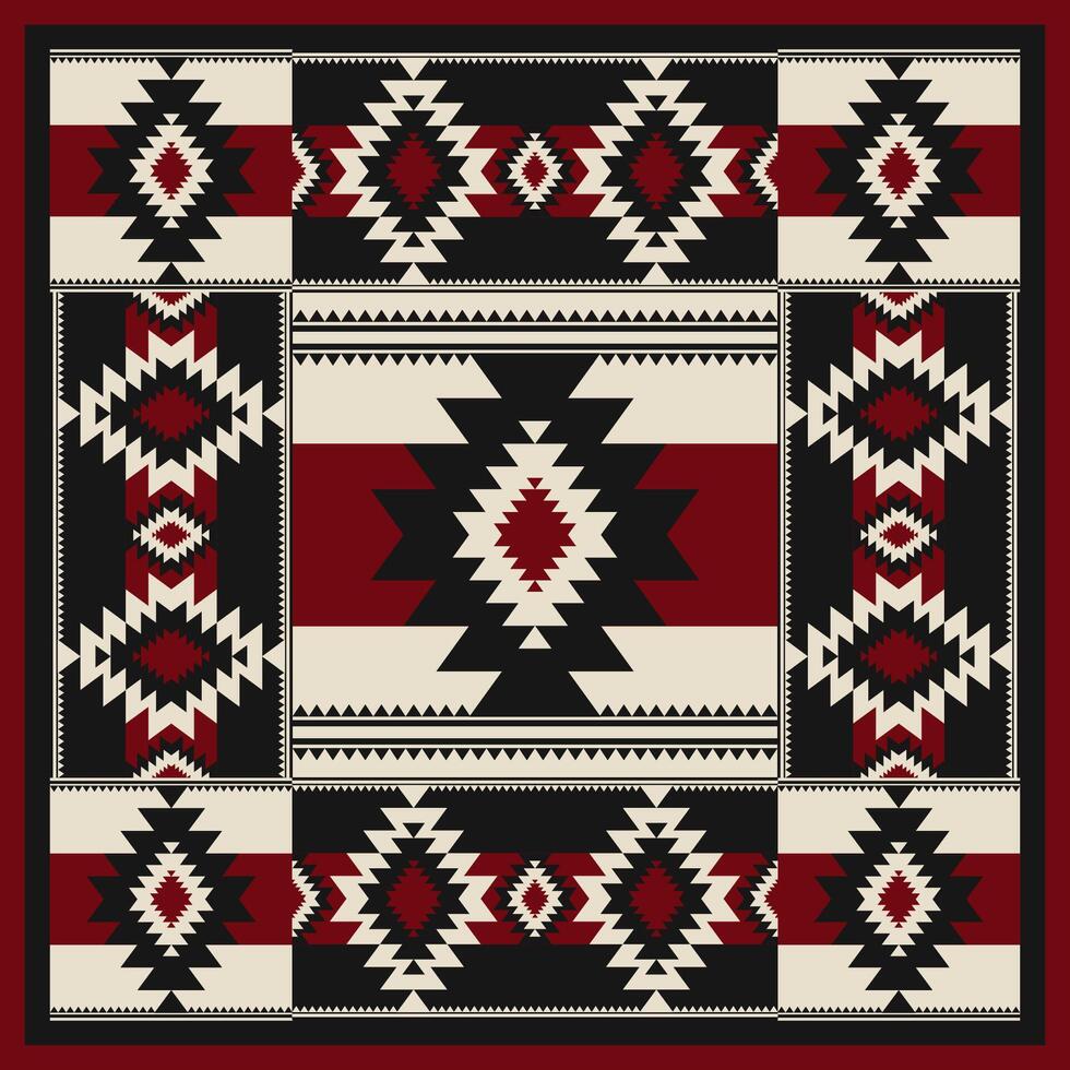 Aztec Southwest patchwork pattern. Southwestern Navajo geometric shape seamless pattern rustic bohemian style. Ethnic geometric pattern use for rug, tablecloth, quilt, cushion, upholstery, etc. vector