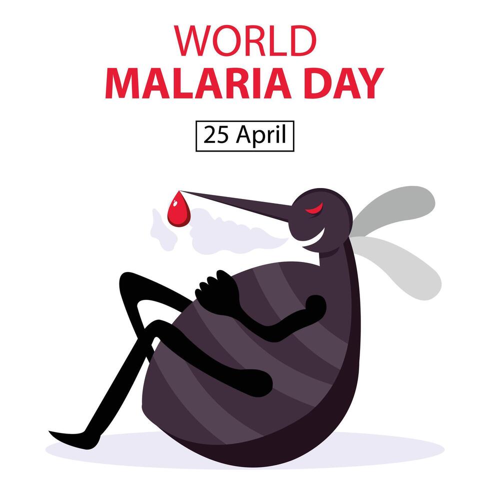 illustration vector graphic of a mosquito with a bloated stomach feeding on blood, perfect for international day, world malaria day, celebrate, greeting card, etc.