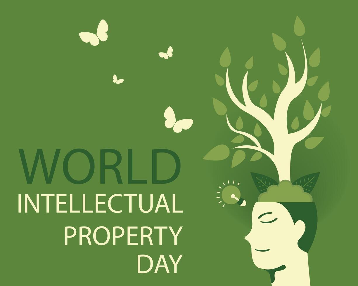 illustration vector graphic of a tree grows from inside a human head, featuring flying butterflies, perfect for international day, world intellectual property day, celebrate, greeting card, etc.