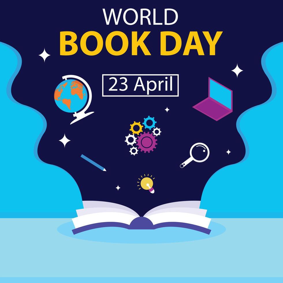 illustration vector graphic of The open book releases several educational tools, perfect for international day, world book day, celebrate, greeting card, etc.