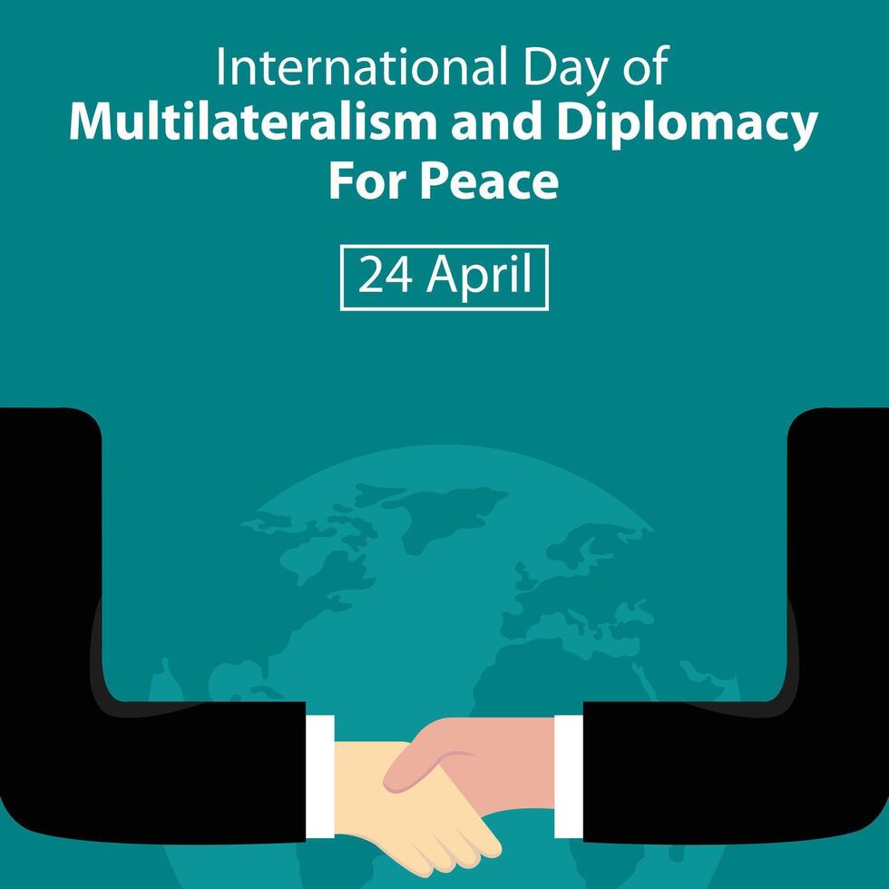 ilustración vector gráfico de manos sacudida cada otro, mostrando un globo, Perfecto para internacional día, multilateralismo y diplomacia para paz, celebrar, saludo tarjeta, etc.