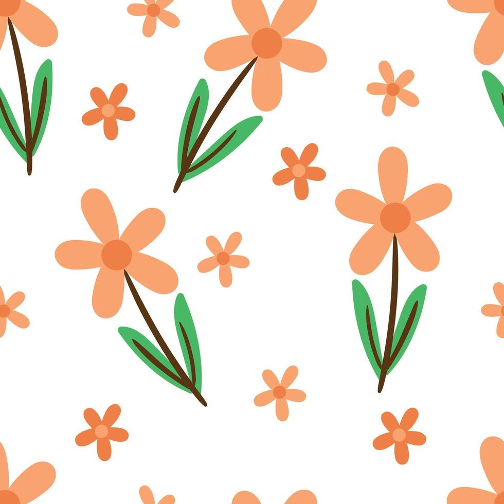 Seamless pattern with cute cartoon flowers, for fabric prints, textiles, gift wrapping paper. colorful vector for children, flat style