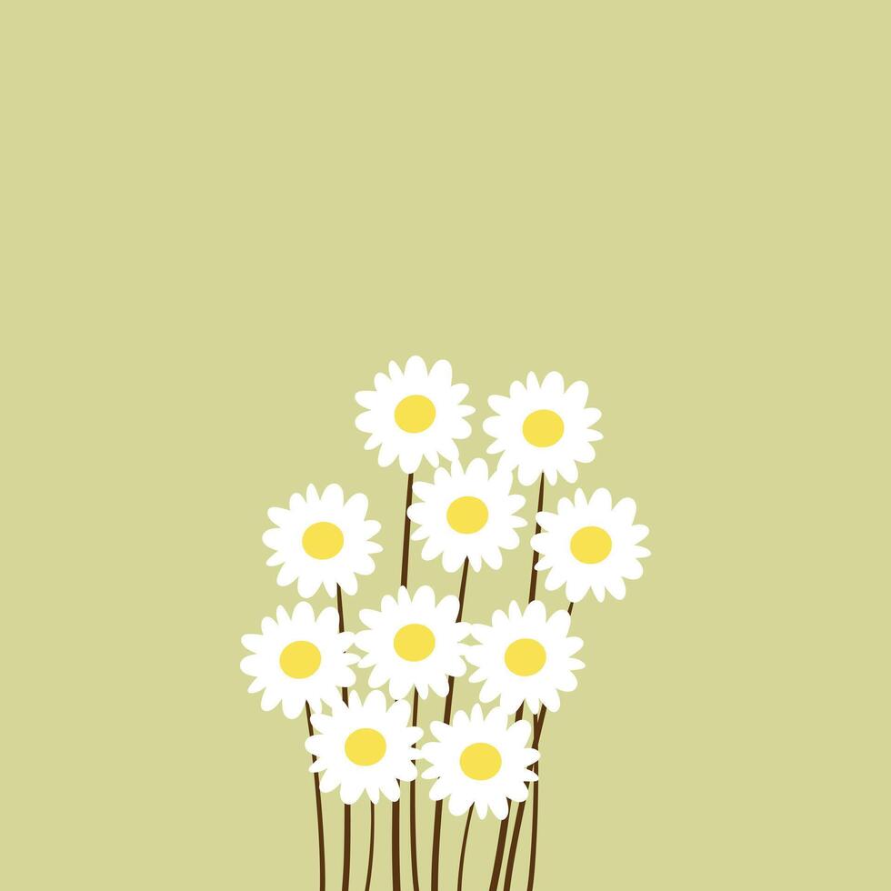 Illustration of white kawaii flowers with cute handwriting. cute flower wallpapers, backgrounds and cards vector