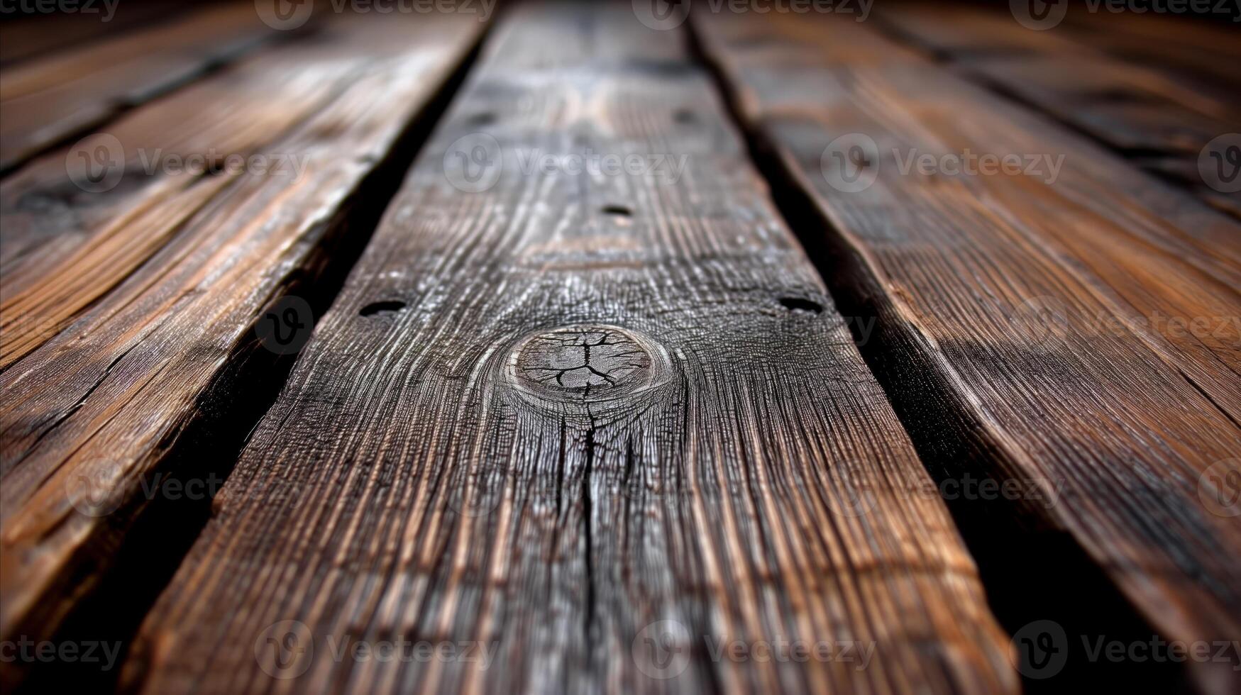AI generated Close-up of textured wooden planks with prominent wood grain photo