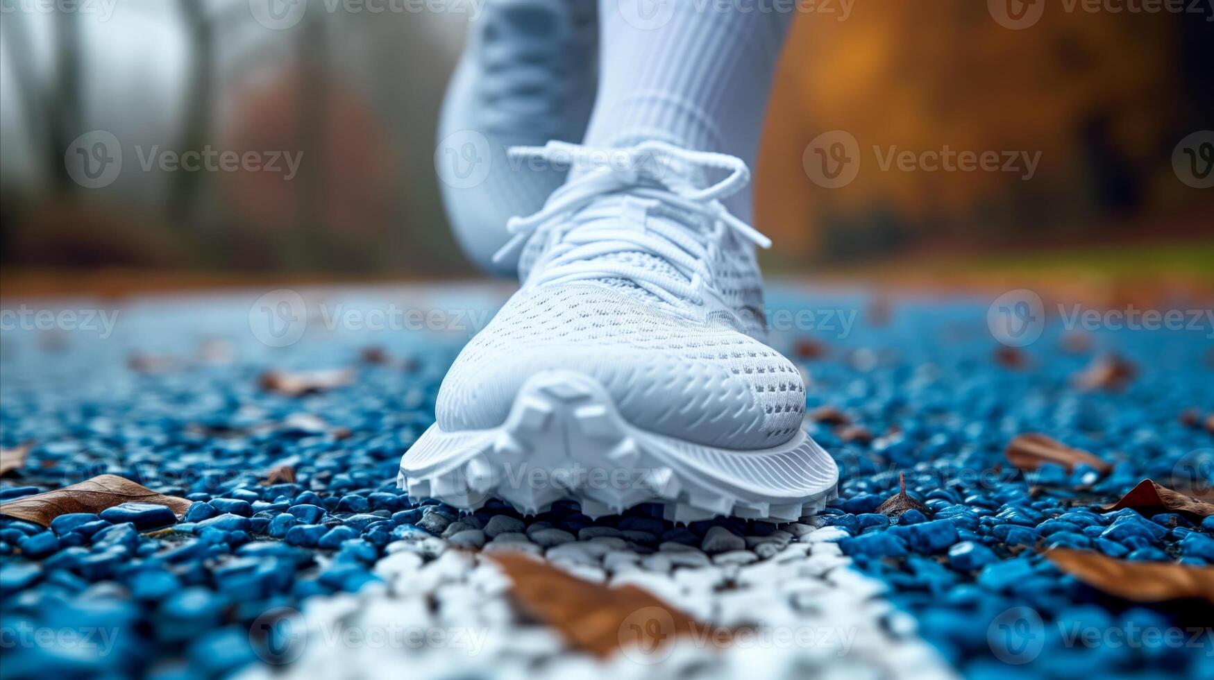 AI generated Close Up of Persons Shoes on Blue Carpet photo