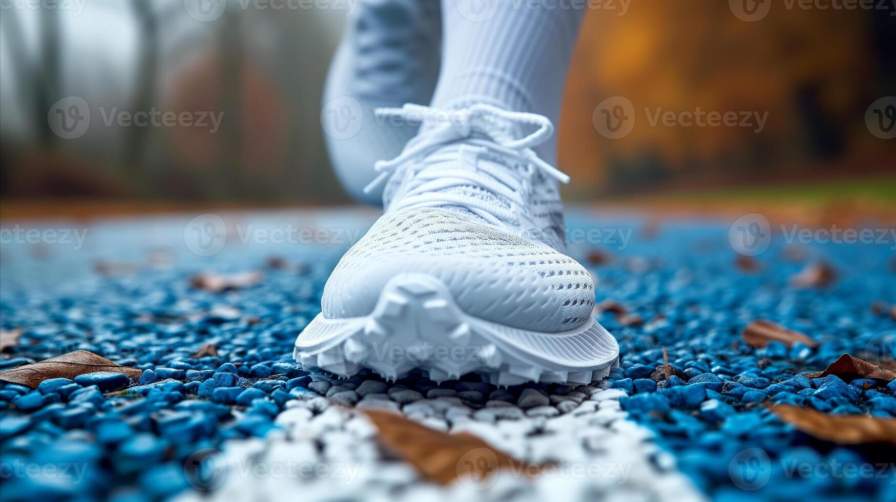 AI generated Close Up of White Running Shoes photo