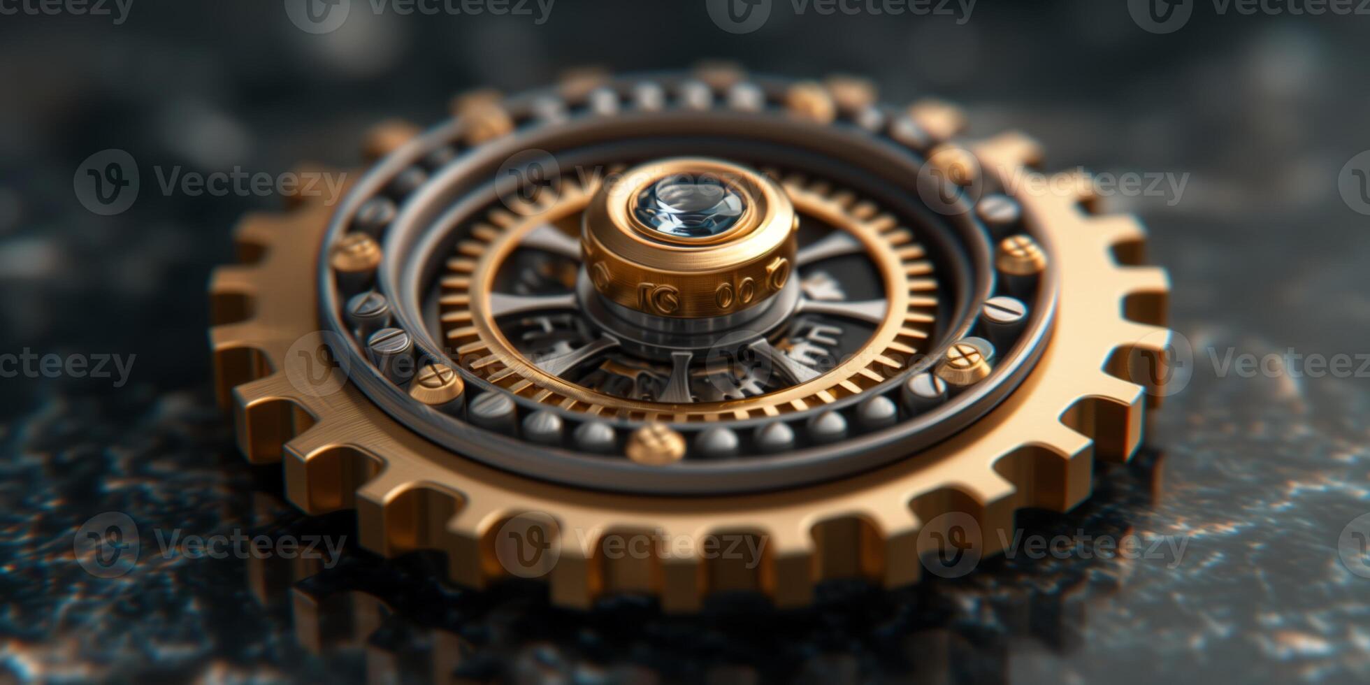 AI generated Precision engineering concept with high-quality gear mechanism close-up photo