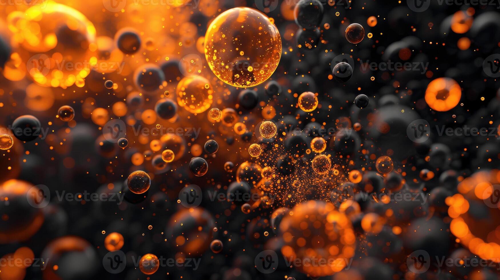 AI generated Abstract composition features vibrant orange and black bubbles in a mesmerizing pattern. Ai Generated photo