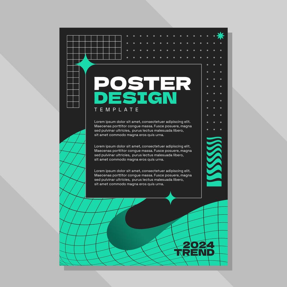 Flat design brutalism poster template vector