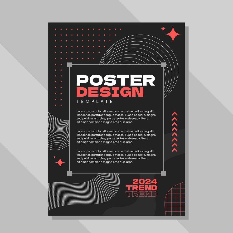 Flat design brutalism poster template vector