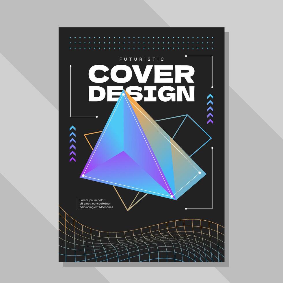 Futuristic gradient cover design template vector