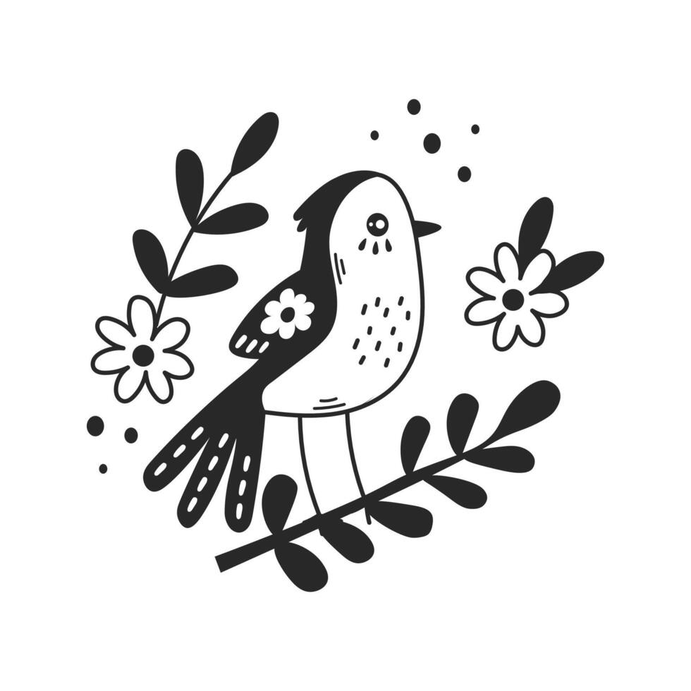 Bird on a branch vector illustration