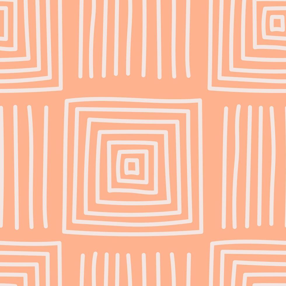 Hand drawn geometric orange seamless pattern vector