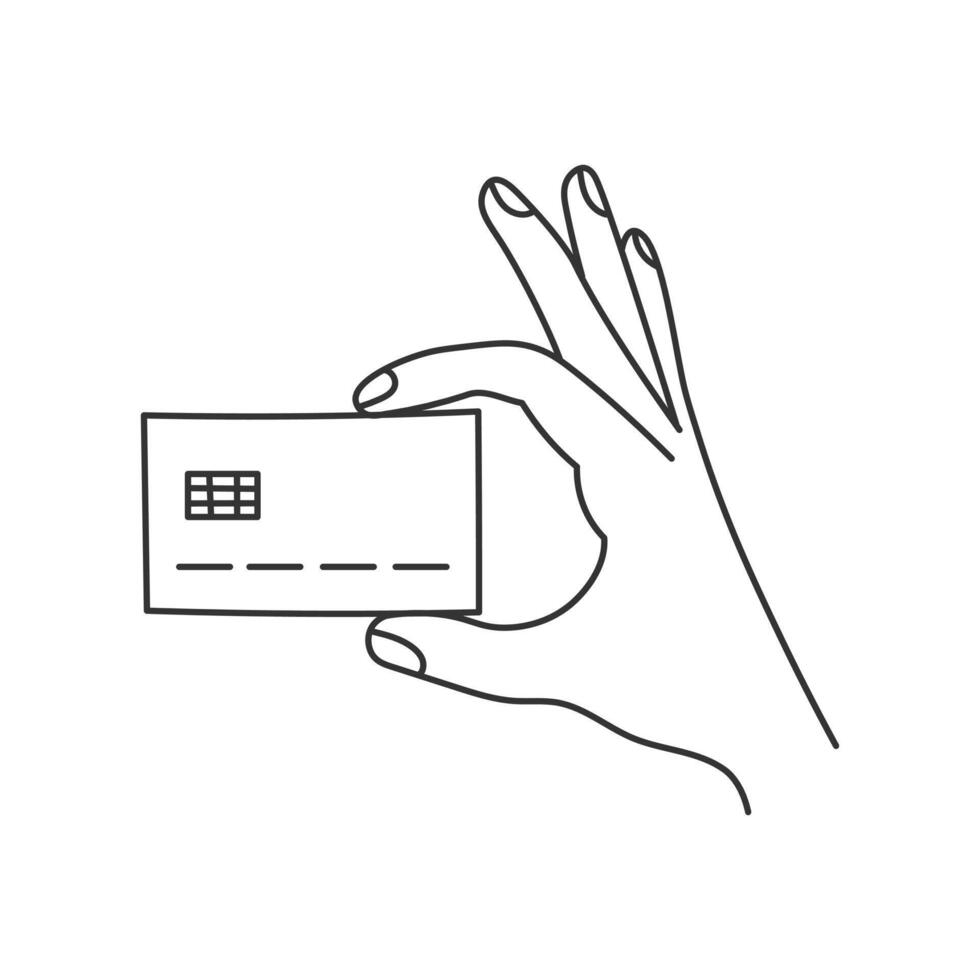 Hand gesture with plastic card vector