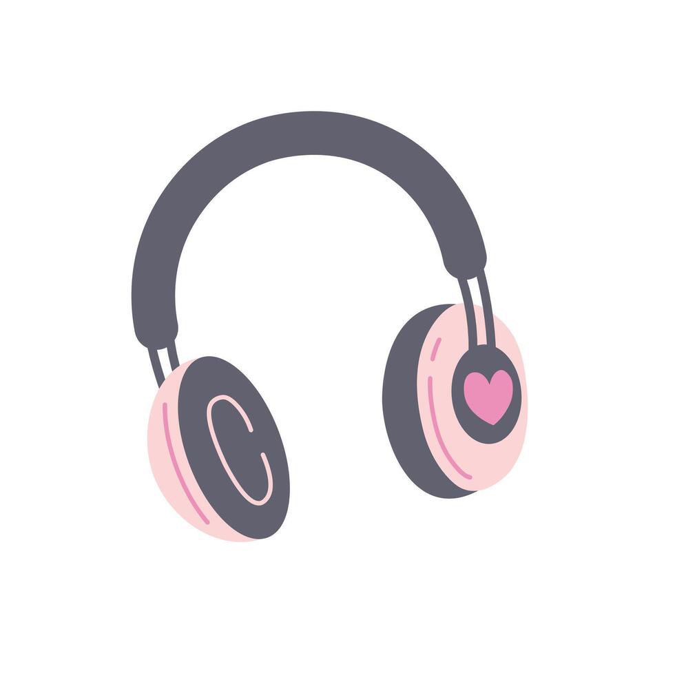 Pink headphones with heart vector