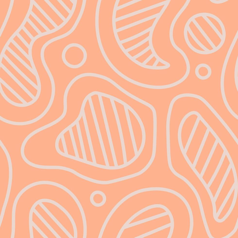 Peach fuzz abstract seamless pattern with liquid shapes vector