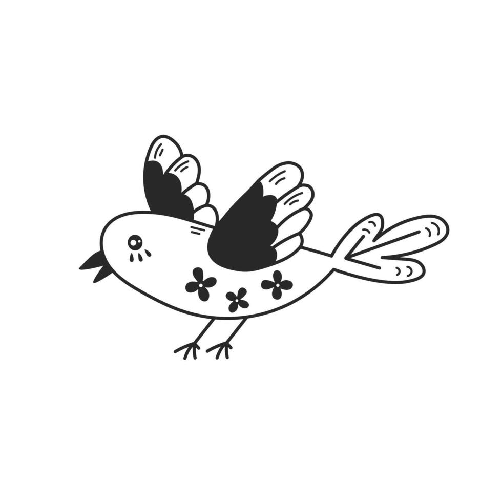 Flying bird doodle illustration vector