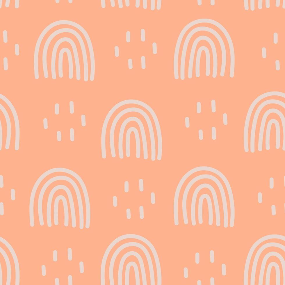 Hand drawn orange seamless pattern with rainbow vector