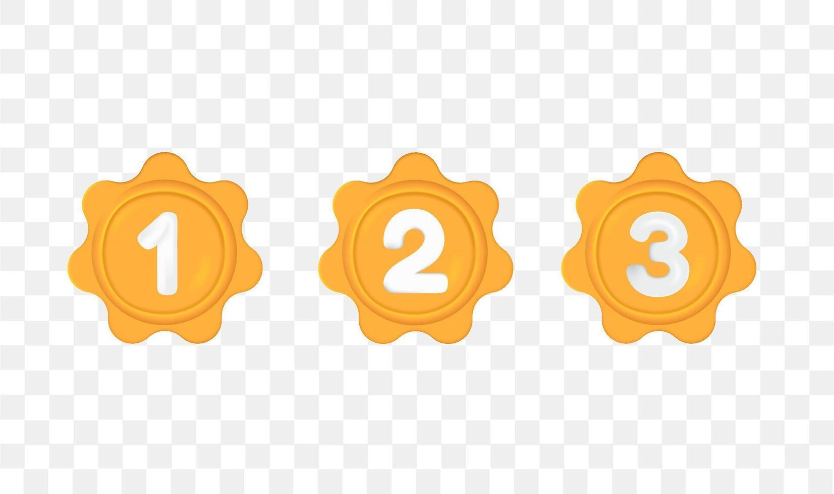 set of champion emblem number one, two, three medallion 3d vector