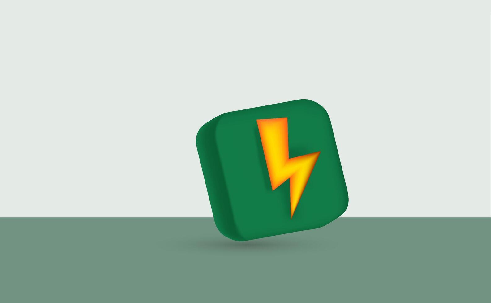 yellow thunder bolt 3d. 3d mesh vector cartoon icon.