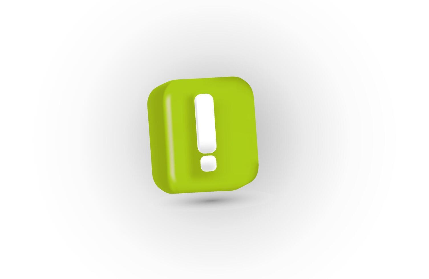 Green exclamation mark symbol and attention or caution sign icon on alert danger problem vector